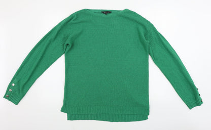 Womens UK Size M Peacocks Green Pullover Jumper