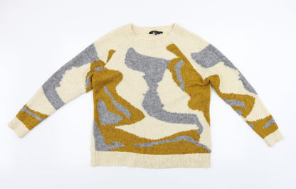 F&F  Womens Beige Geometric  Pullover Jumper Size 12