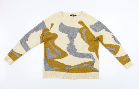 F&F  Womens Beige Geometric  Pullover Jumper Size 12