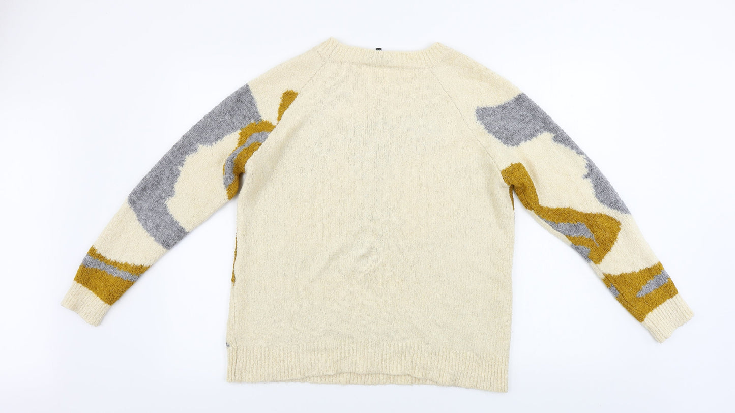 F&F  Womens Beige Geometric  Pullover Jumper Size 12