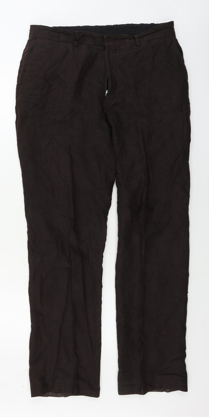 Womens UK Size 34 in Preworn Regular Fit  Brown Trousers