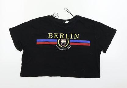 Womens UK Size L H&M Black Basic T-Shirt