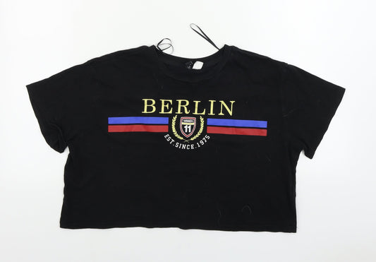 Womens UK Size L H&M Black Basic T-Shirt