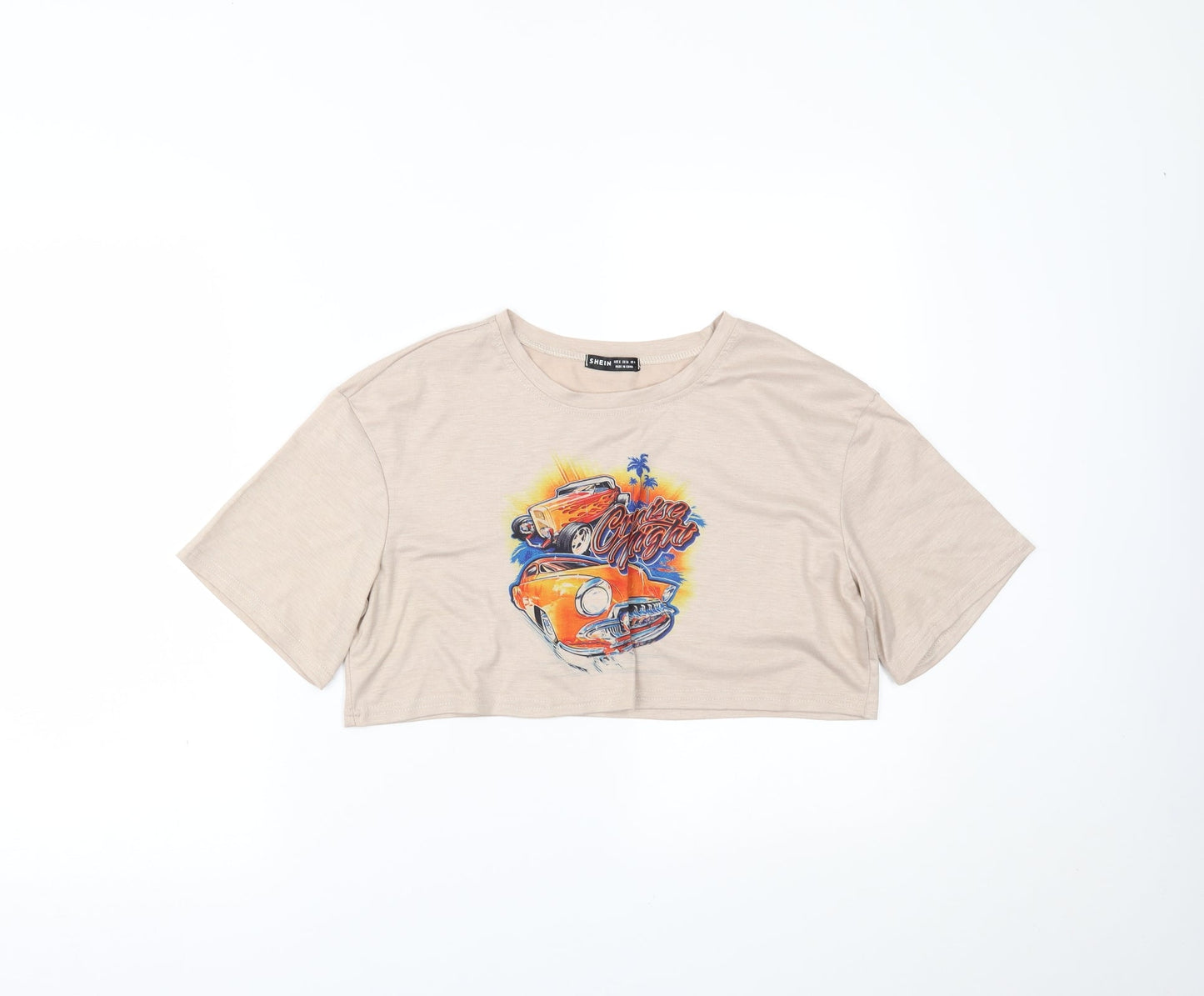 SheIn Womens Beige   Cropped T-Shirt Size S