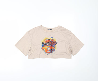 SheIn Womens Beige   Cropped T-Shirt Size S