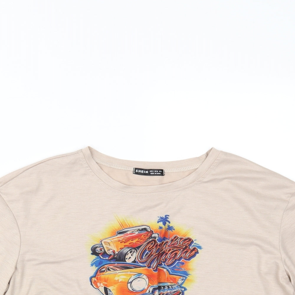 SheIn Womens Beige   Cropped T-Shirt Size S