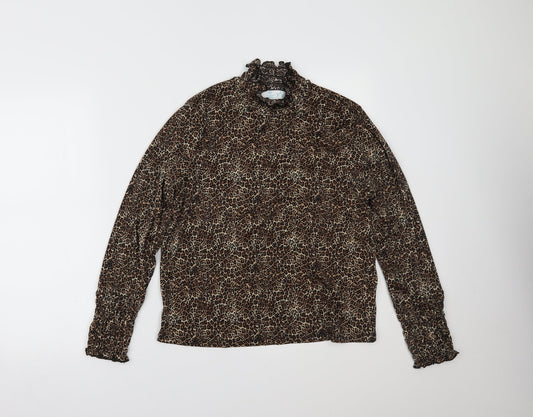 Primark Womens Brown Animal Print  Basic Blouse Size S