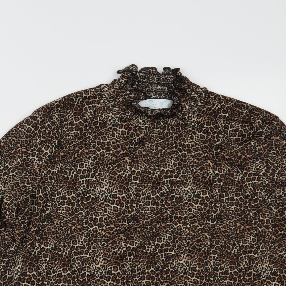 Primark Womens Brown Animal Print  Basic Blouse Size S
