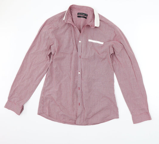 Mens UK Size 15.5 Cedar Wood State Red  Button-Up Long Sleeve Casual Shirt