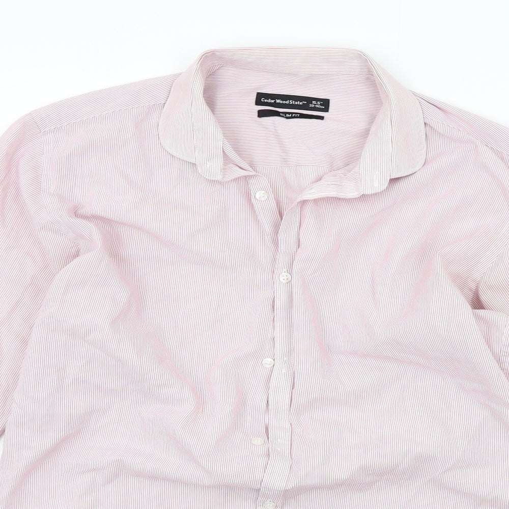 Mens UK Size 15.5 Cedar Wood State Red  Button-Up Long Sleeve Casual Shirt