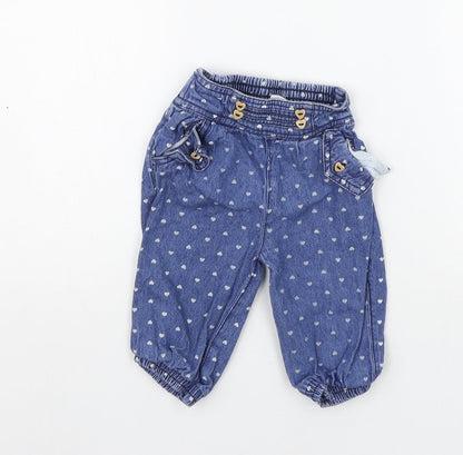 Baby Girls Blue   Jogger Jeans Size 6-9 Months  - Elasticated Waist