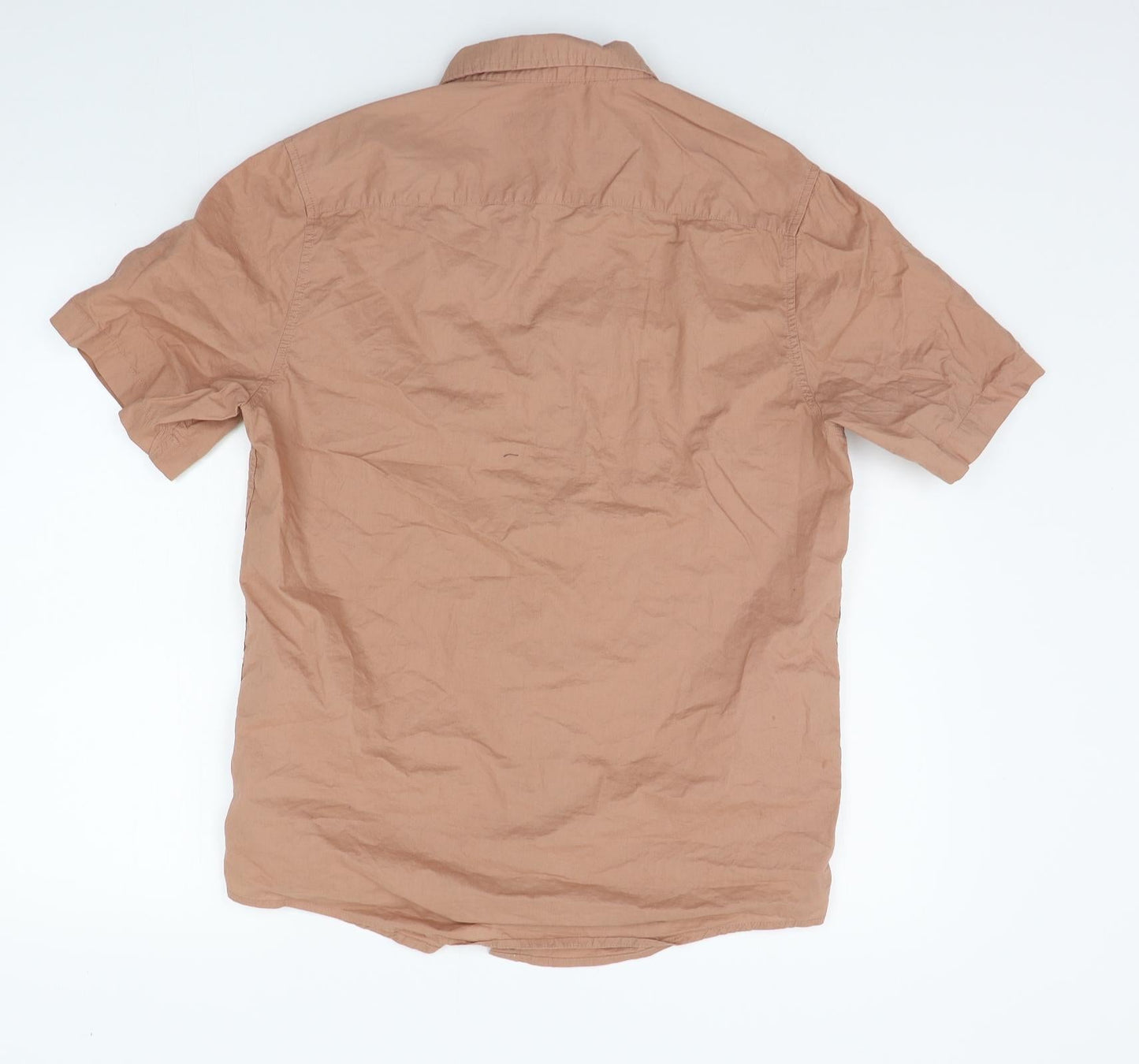 Mens UK Size M New Look Beige  Button-Up Short Sleeve Casual Shirt