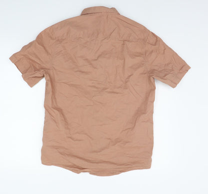 Mens UK Size M New Look Beige  Button-Up Short Sleeve Casual Shirt