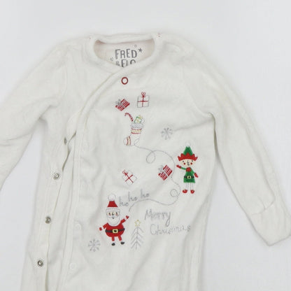F&F Baby White   Catsuit One-Piece Size 3-6 Months  - details on chest