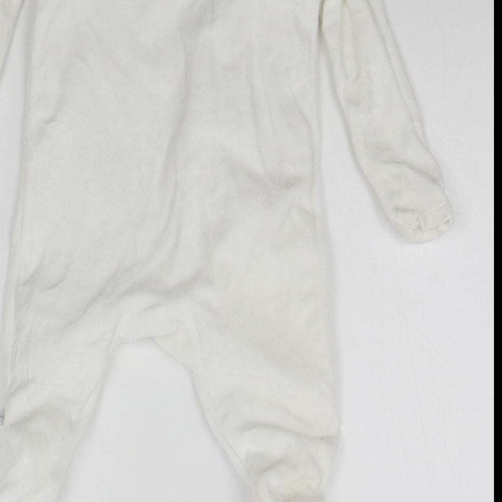 F&F Baby White   Catsuit One-Piece Size 3-6 Months  - details on chest