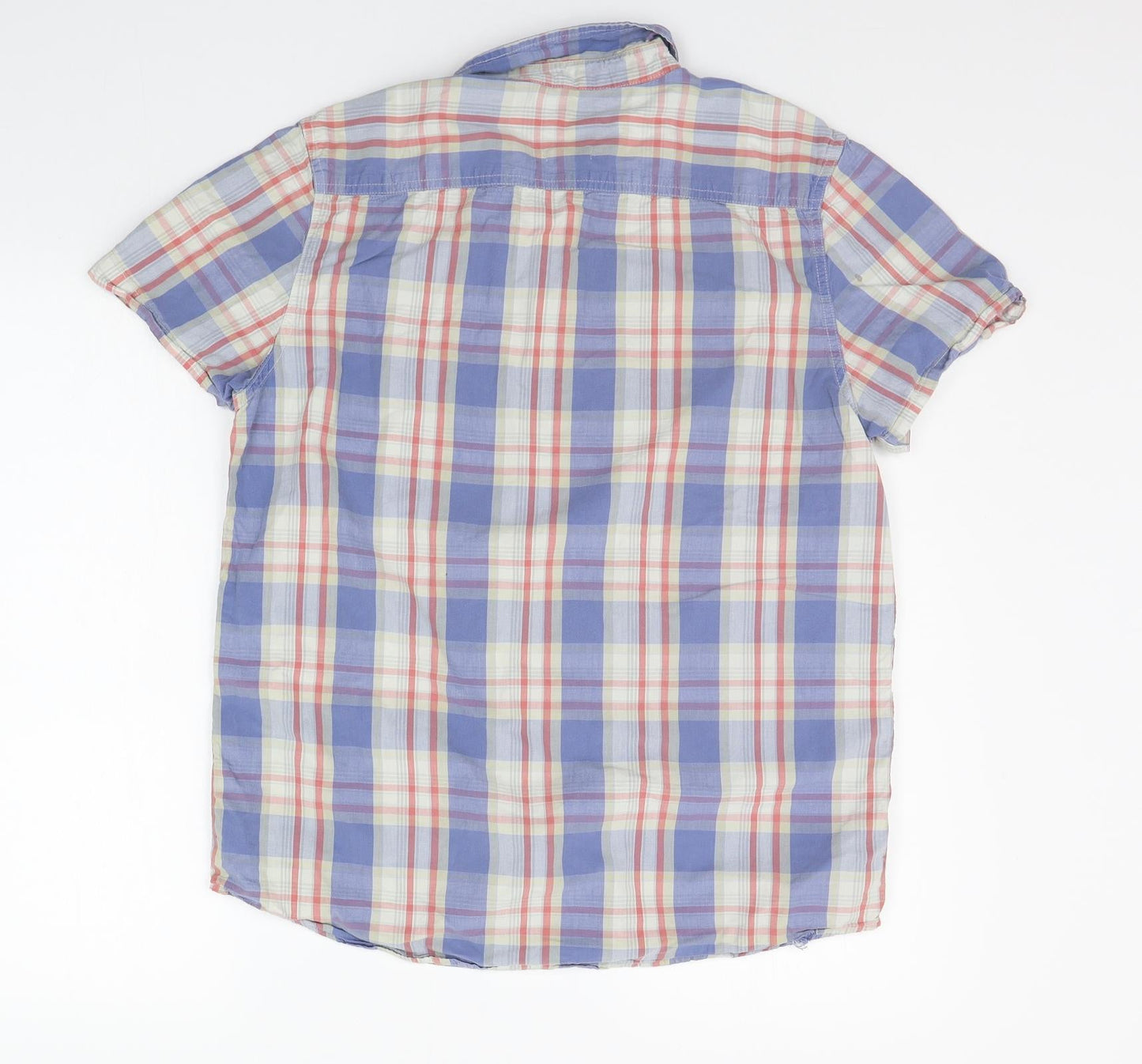 Mens UK Size L Cedar Wood State Blue  Button-Up Short Sleeve Casual Shirt
