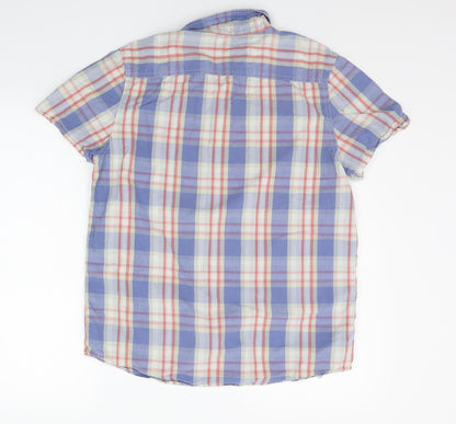 Mens UK Size L Cedar Wood State Blue  Button-Up Short Sleeve Casual Shirt