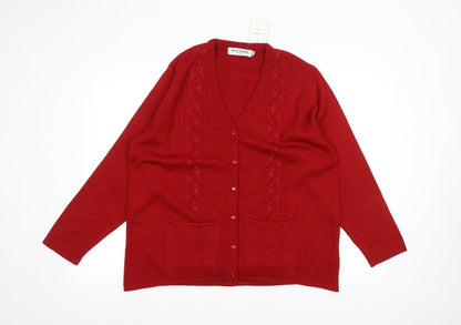 Beau Monde Womens Red   Jacket Coatigan Size L