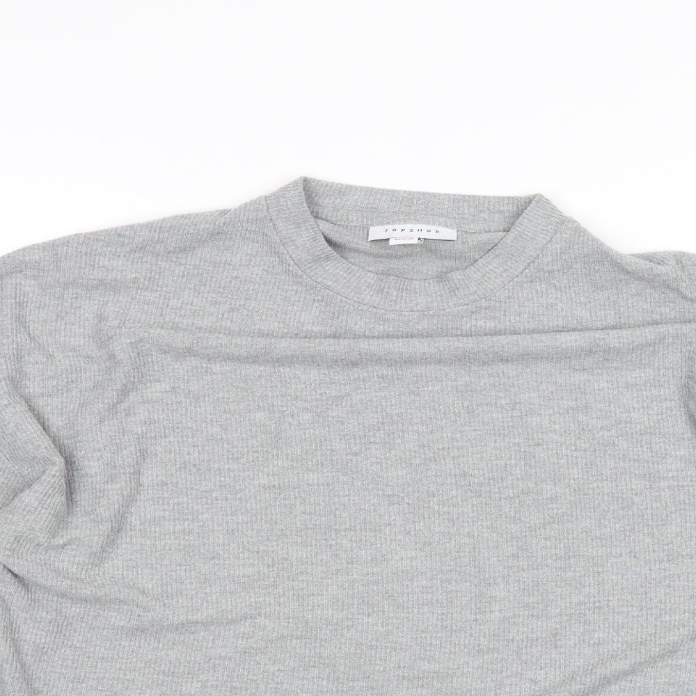 Womens UK Size 6 Topshop Grey Basic T-Shirt