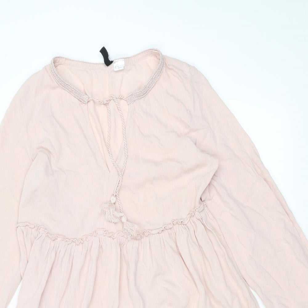 Womens UK Size M H&M Pink Basic Blouse