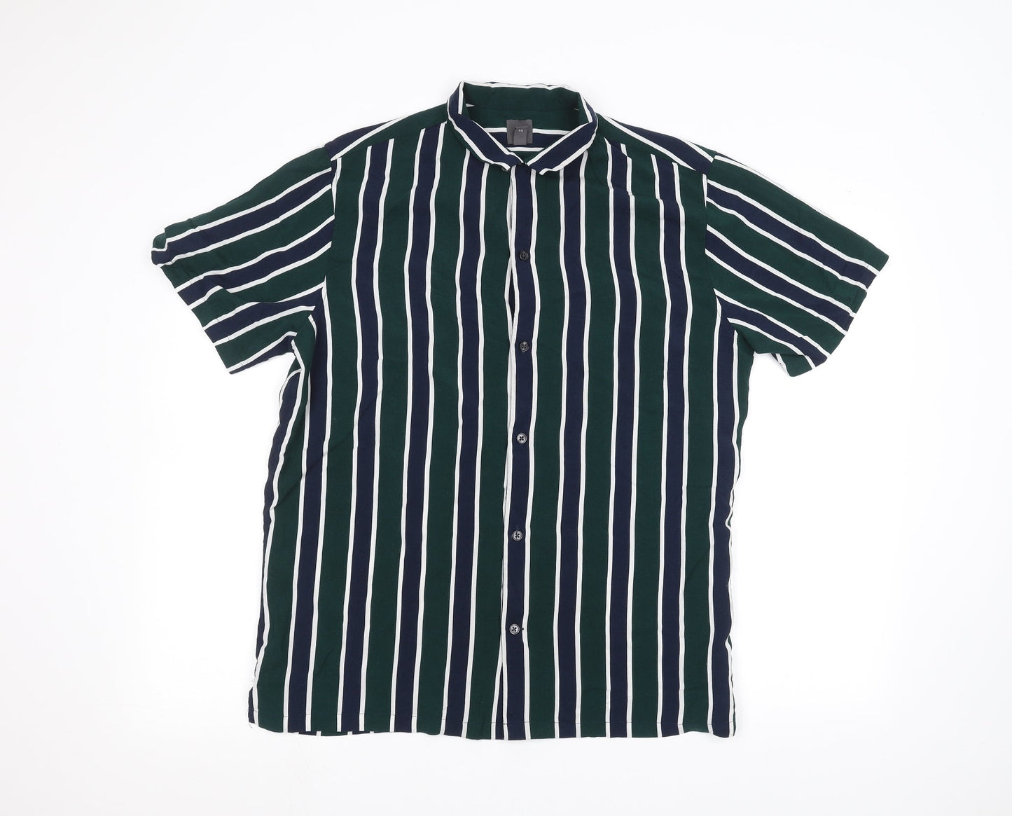 Womens UK Size L H&M Green Basic Button-Up