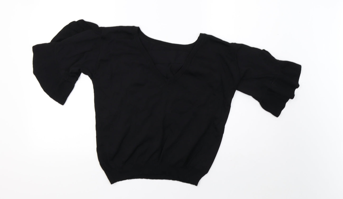 Womens UK Size 12 NEXT Black Cropped T-Shirt