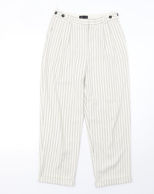 Topshop Womens White Striped  Trousers  Size 6 L27 in