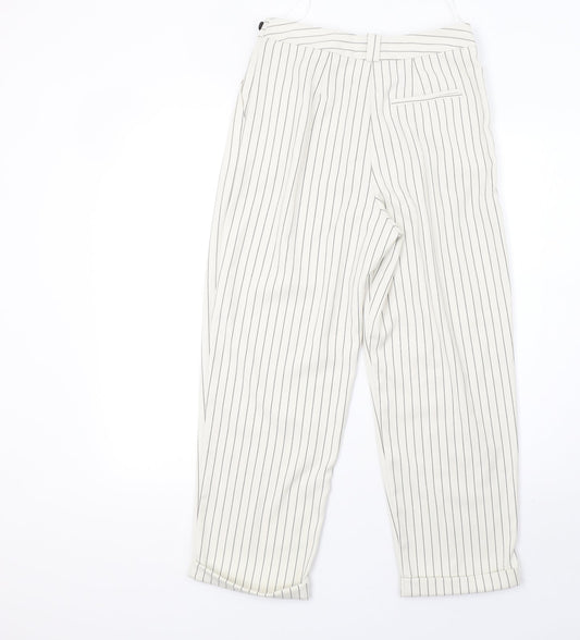 Topshop Womens White Striped  Trousers  Size 6 L27 in