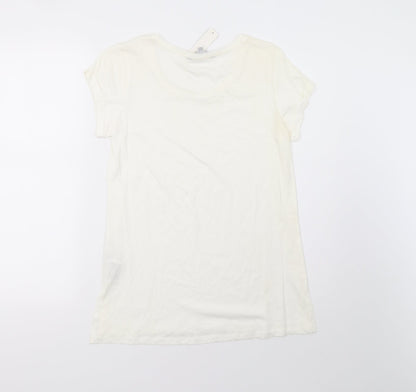 Womens UK Size 10 Red Herring White Basic T-Shirt