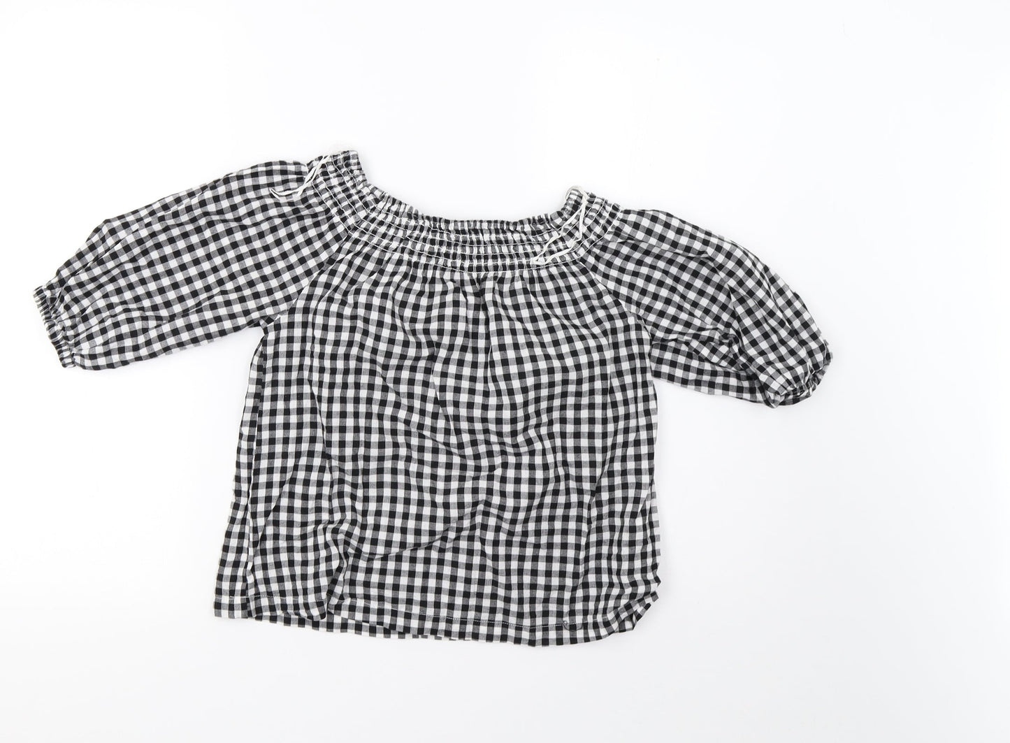Primark Womens White Check  Basic T-Shirt Size 4