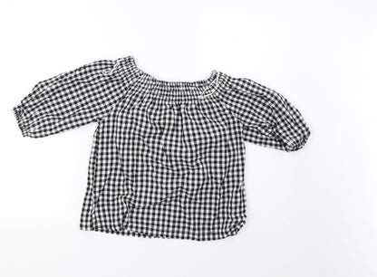 Primark Womens White Check  Basic T-Shirt Size 4