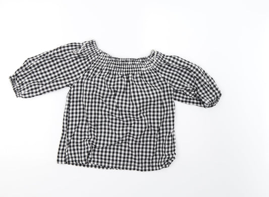 Primark Womens White Check  Basic T-Shirt Size 4