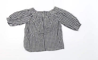 Primark Womens White Check  Basic T-Shirt Size 4