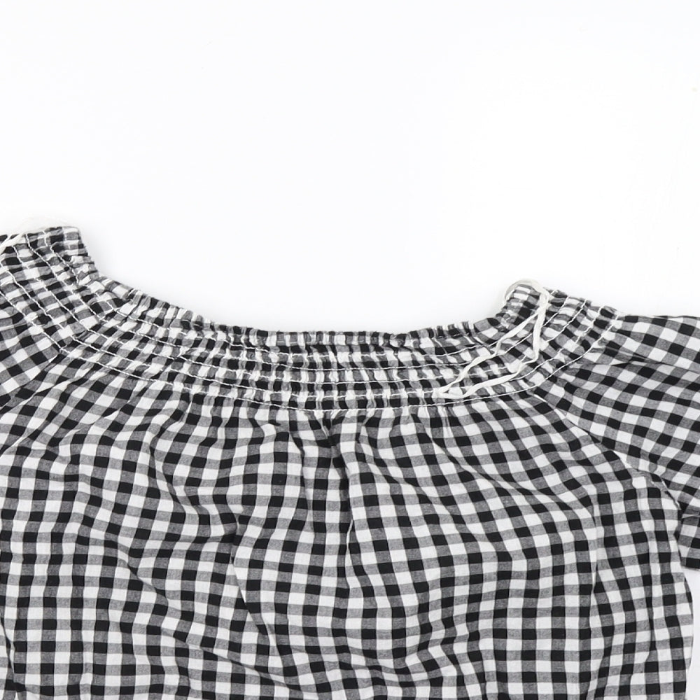 Primark Womens White Check  Basic T-Shirt Size 4