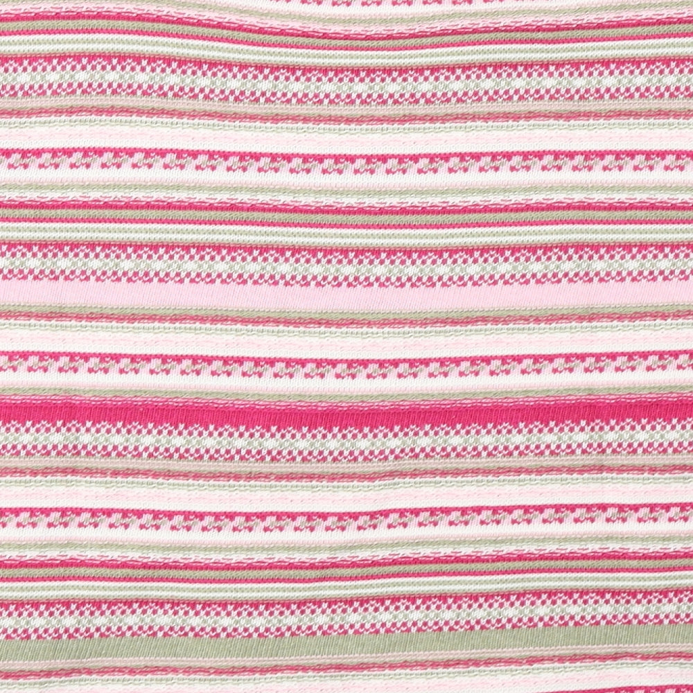 Daxon Womens Pink Striped Knit Basic T-Shirt Size 12