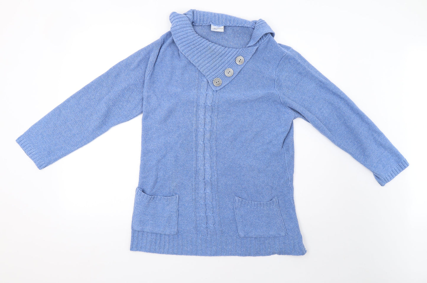 being casual Womens Blue  Knit Pullover Sweatshirt Size M
