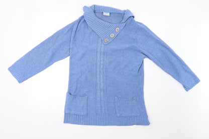 being casual Womens Blue  Knit Pullover Sweatshirt Size M
