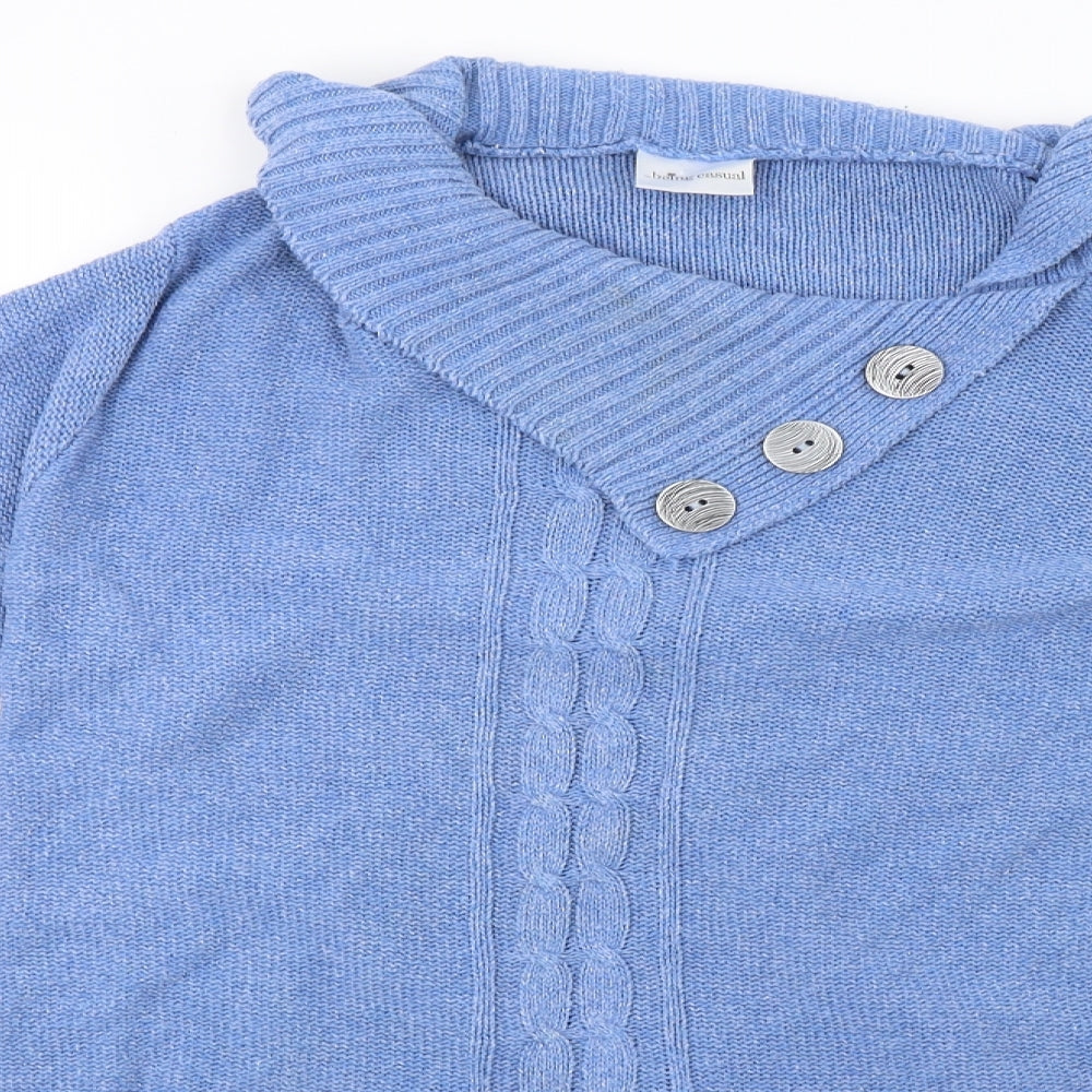 being casual Womens Blue  Knit Pullover Sweatshirt Size M