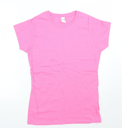 Womens UK Size L Gildan Pink Basic T-Shirt