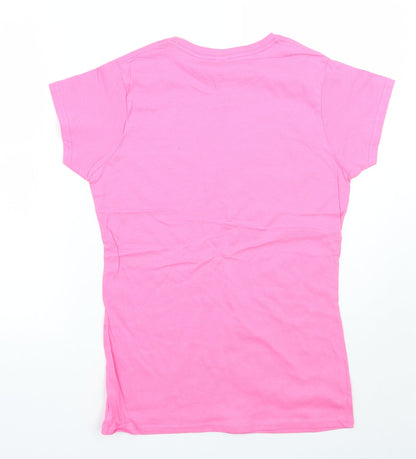 Womens UK Size L Gildan Pink Basic T-Shirt