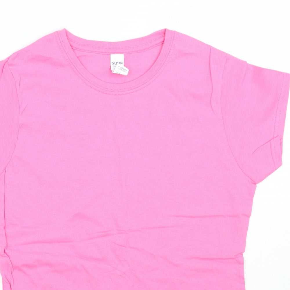 Womens UK Size L Gildan Pink Basic T-Shirt