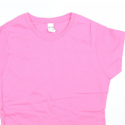 Womens UK Size L Gildan Pink Basic T-Shirt