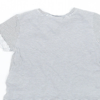 Girls White Striped  Basic T-Shirt Size 6-9 Months