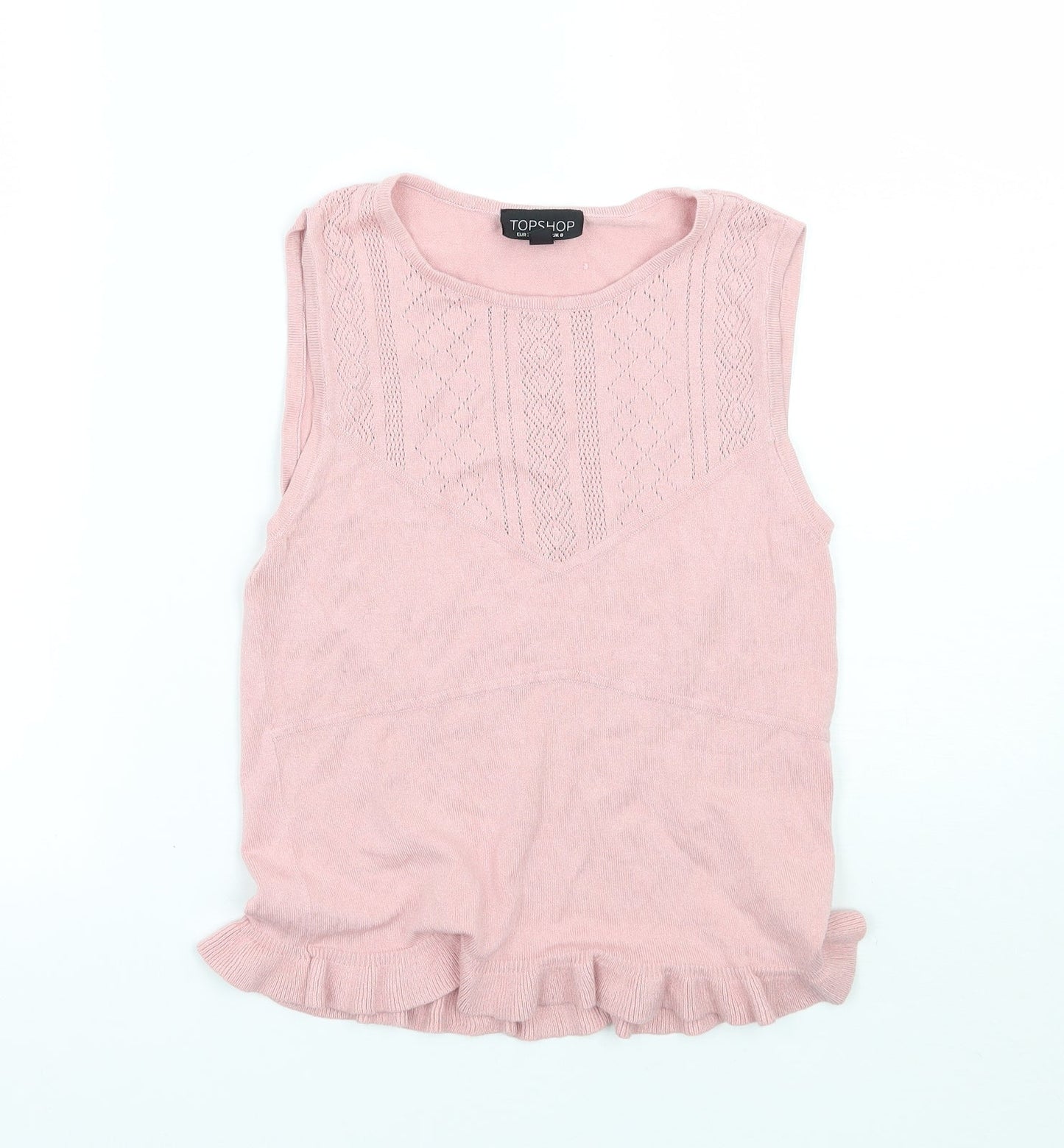 Womens UK Size 8 Topshop Pink Basic T-Shirt