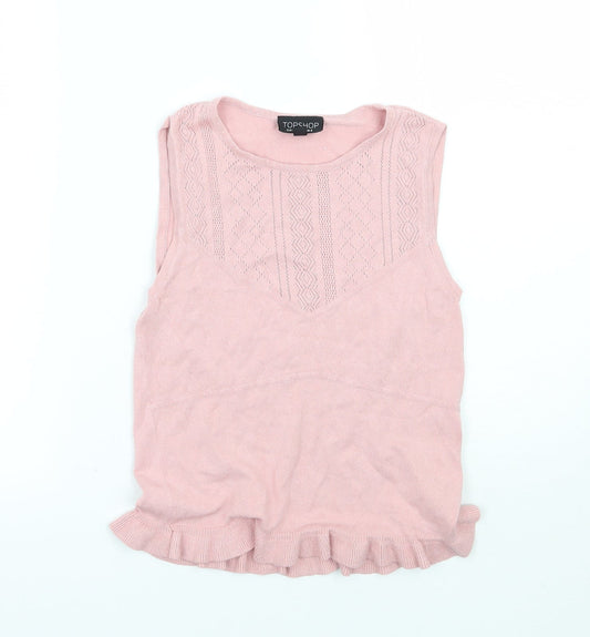 Womens UK Size 8 Topshop Pink Basic T-Shirt