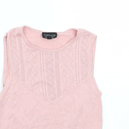 Womens UK Size 8 Topshop Pink Basic T-Shirt