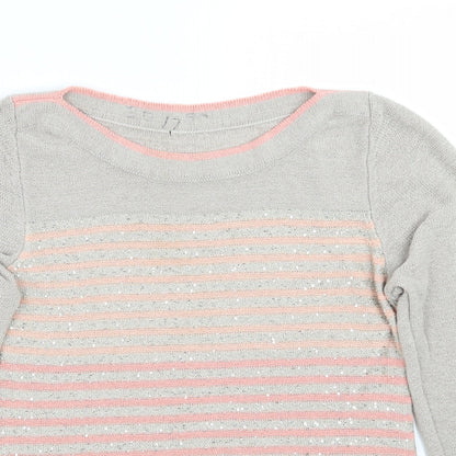 Preworn Womens Pink Striped  Pullover Jumper Size S