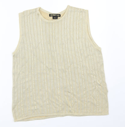 Womens UK Size M HONEY Beige Basic Tank