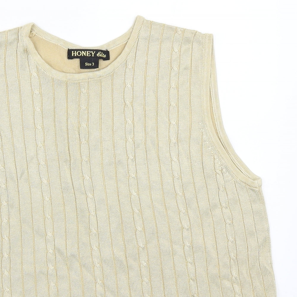 Womens UK Size M HONEY Beige Basic Tank
