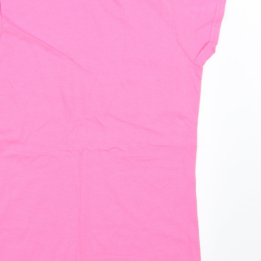 Womens UK Size M Gildan Pink Basic T-Shirt